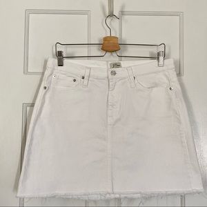 J. Crew Raw Hem White Jean Skirt